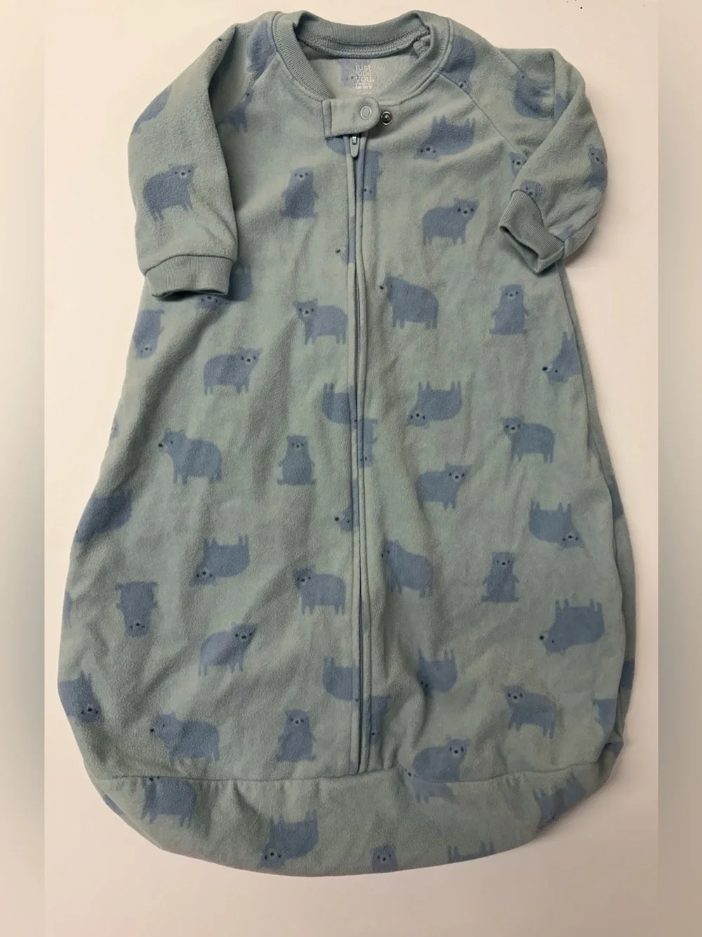 Kids Cozy Animal Print Fleece Sleep Sack - Blue & White